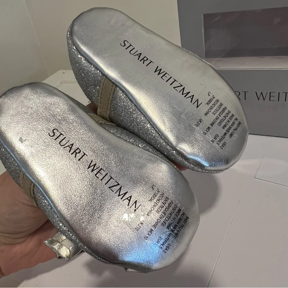 Stuart Weitzman Baby Glitz Ballet Flats Silver Gold Size 3 (6-9M)
